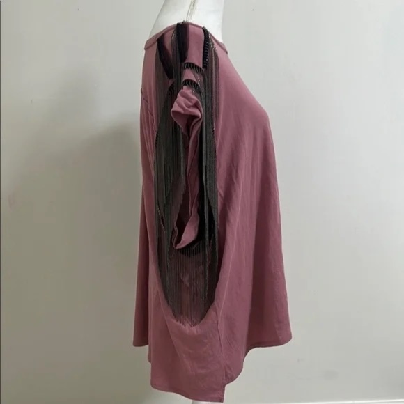 Free People x Tricia Fix Sleeves trimmed with black mesh and silver metal fringe - Picture 4 of 9